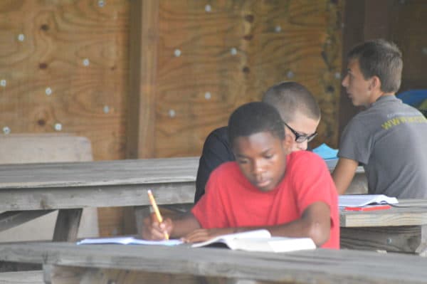 Campers in Bible study at Bear Lake Camp