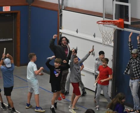 Sr. High campers in worship